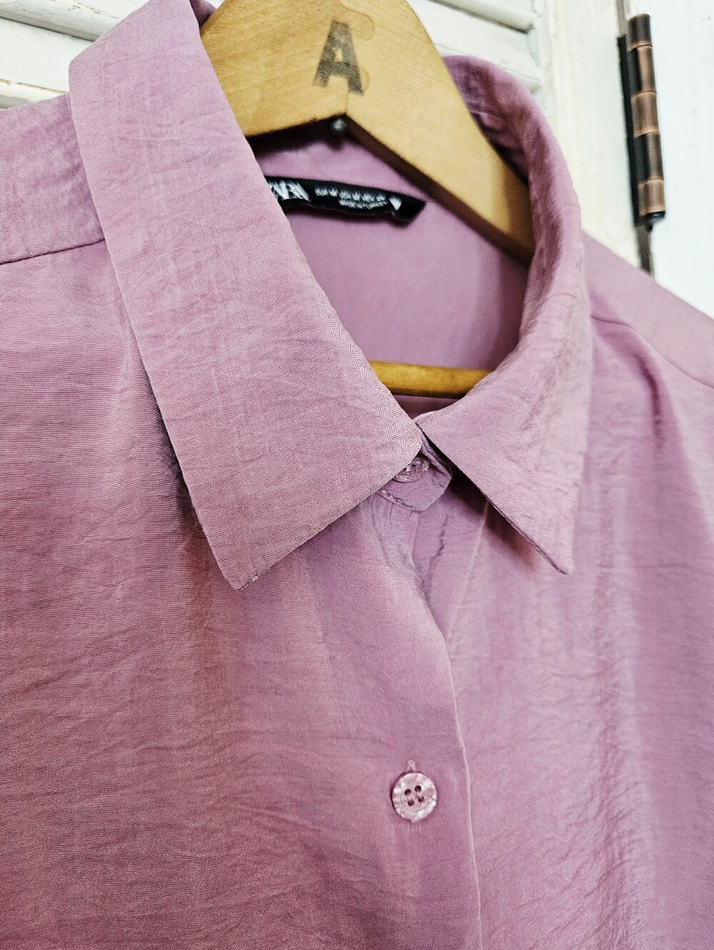 Zara Mauve/Pink Crepe Oversized Blouse Fits Medium To XL - Picture 4 of 12